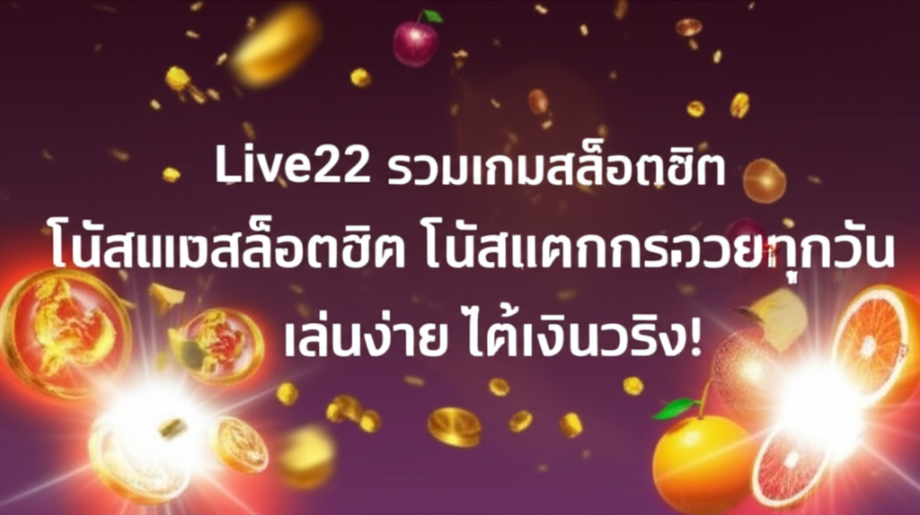 Live22 รวมเกมสล็อตฮิต โบนัสแตกกระจายทุกวัน เล่นง่าย ได้เงินจริง!